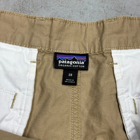 Patagonia Shorts Mens Organic Cotton Hemp Beige Logo 38" Waist 8" Inseam - Picture 5 of 8
